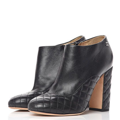 Chanel Lambskin Quilted CC Booties 38 Black 3 of 13