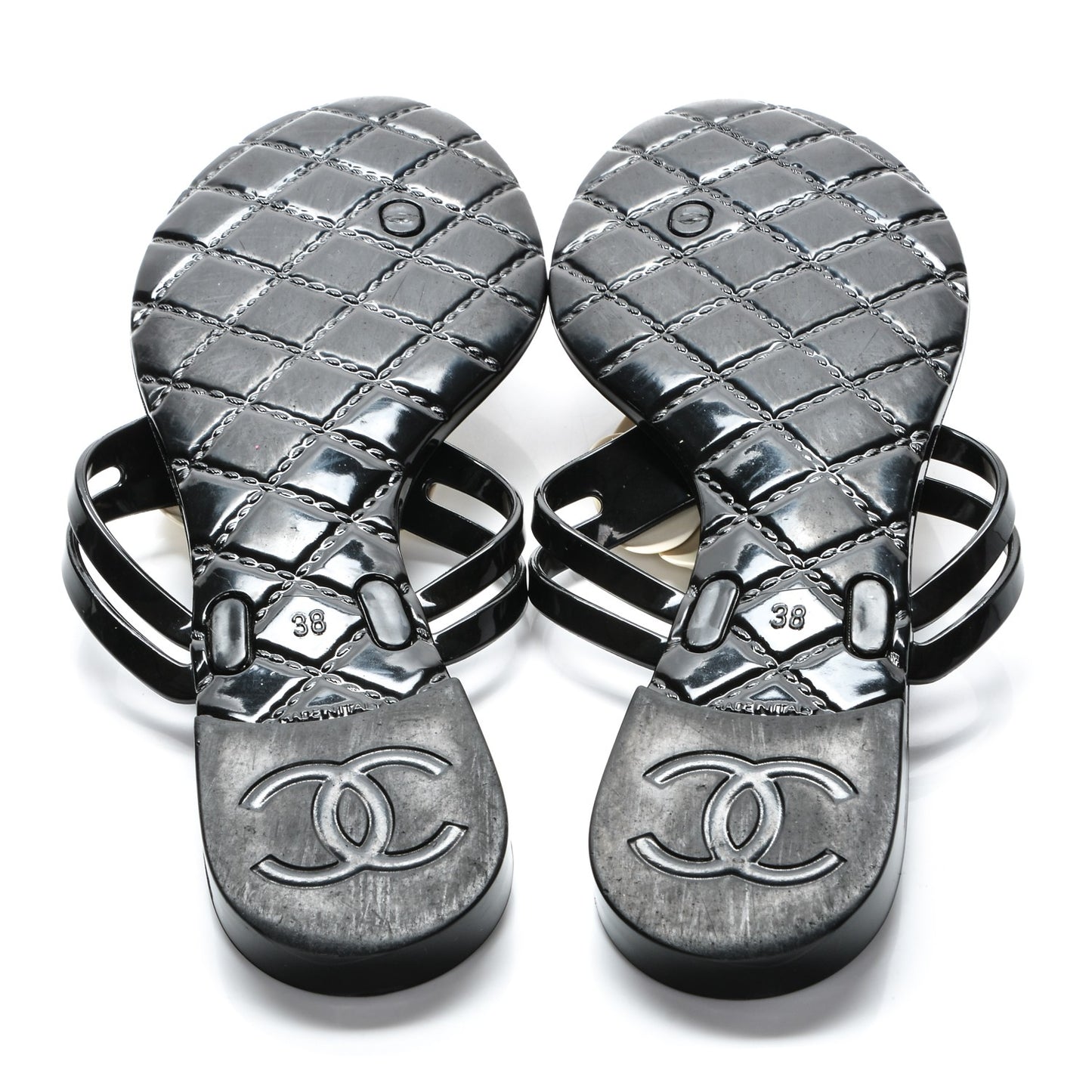 Jelly Camellia Thong Sandals 38 Black Ivory