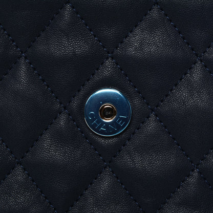 Chanel Washed Lambskin Quilted Maxi Chain Around Flap Dark Navy Blue 8 of 8