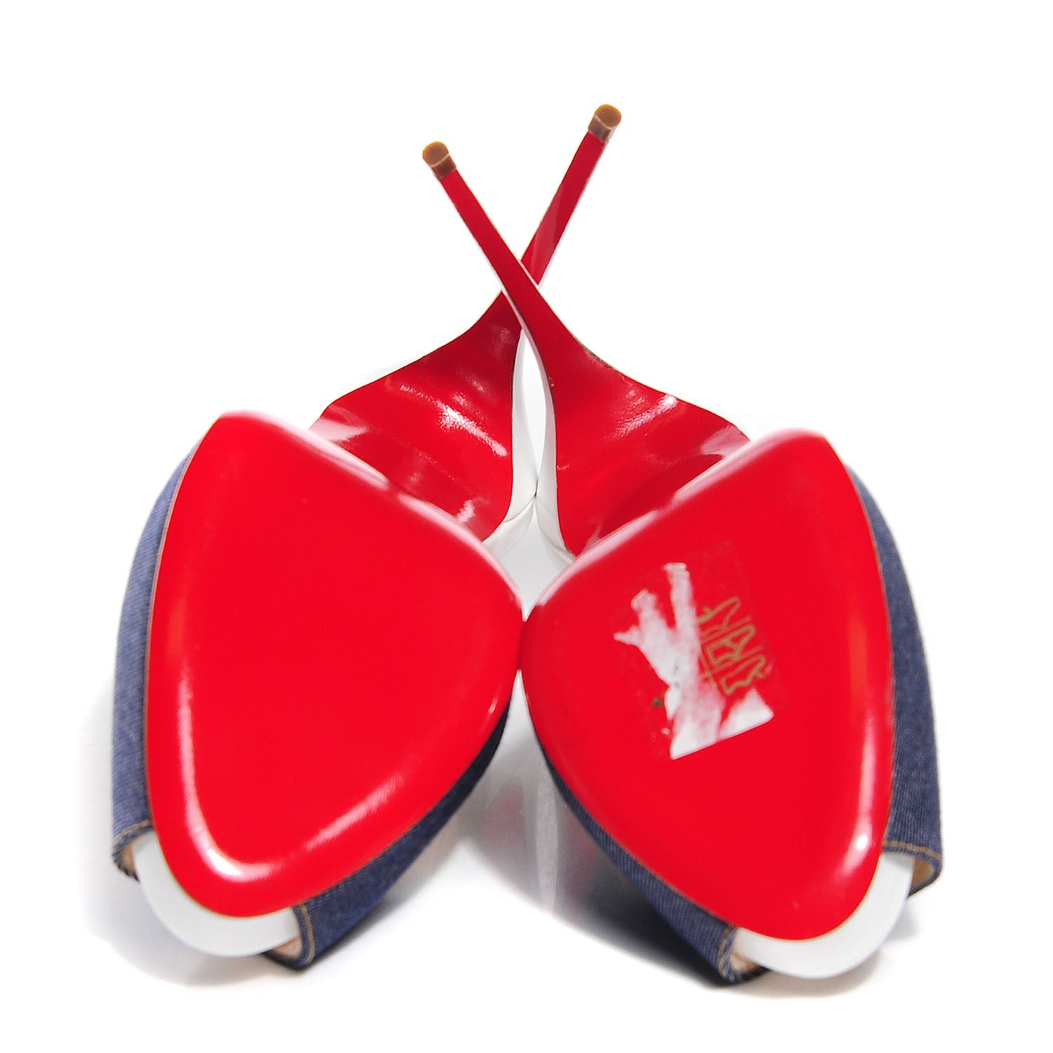 Christian Louboutin Denim Private Number 120 Pumps 41 Blue White 5 of 6