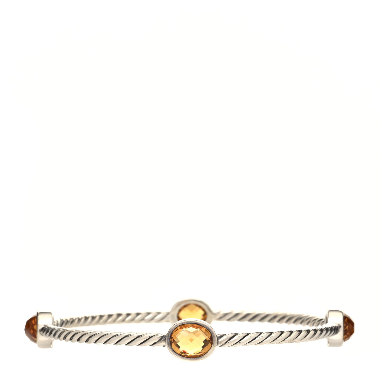 Sterling Silver Citrine 3mm 4 Station Bangle Bracelet
