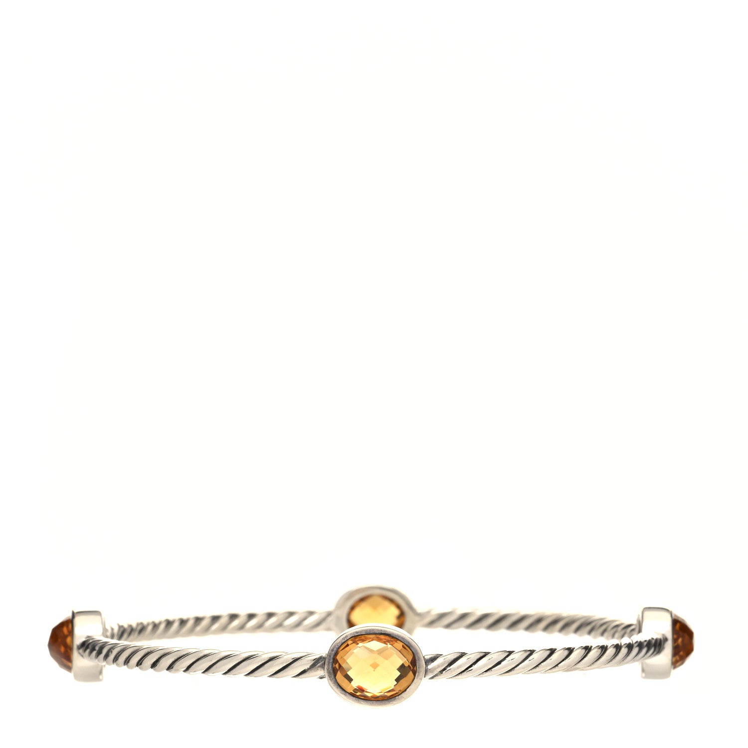 David Yurman Sterling Silver Citrine 3mm 4 Station Bangle Bracelet 2 of 4