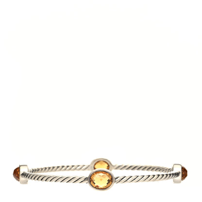 David Yurman Sterling Silver Citrine 3mm 4 Station Bangle Bracelet 2 of 4