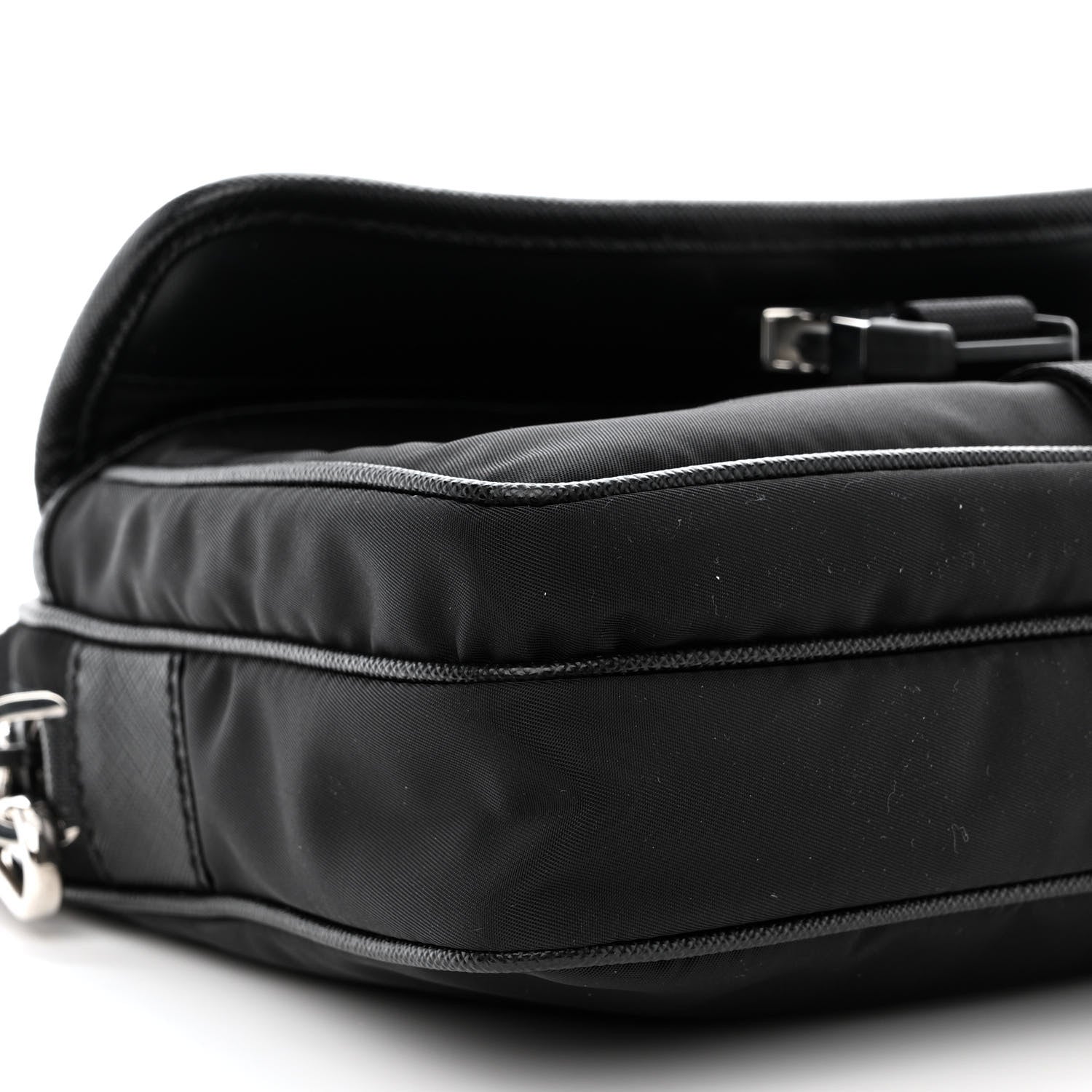 Prada Re-Nylon Saffiano Pocket Single Snap Buckle Shoulder Bag Black 11 of 13