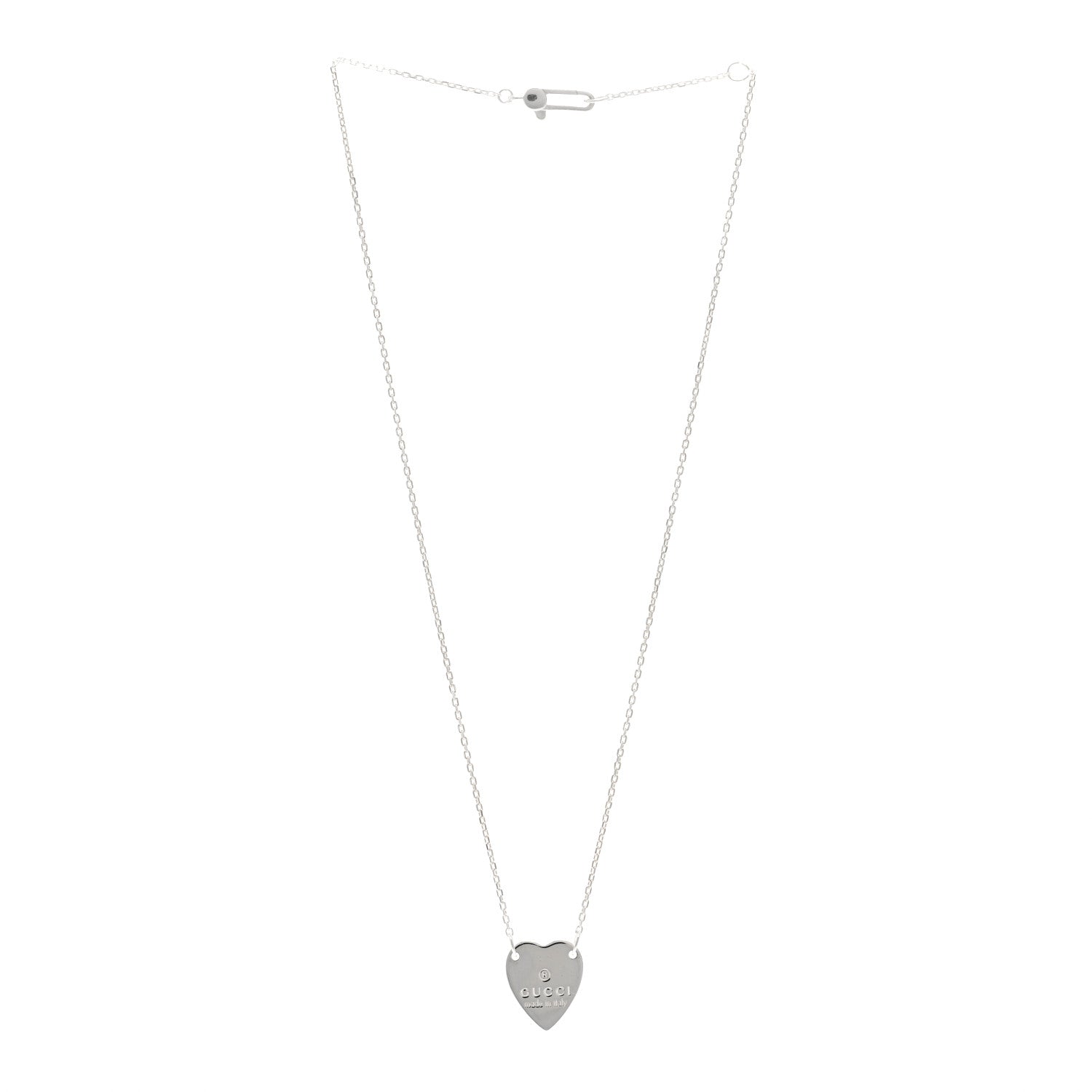Gucci Sterling Silver Trademark Heart Pendant Necklace 3 of 4