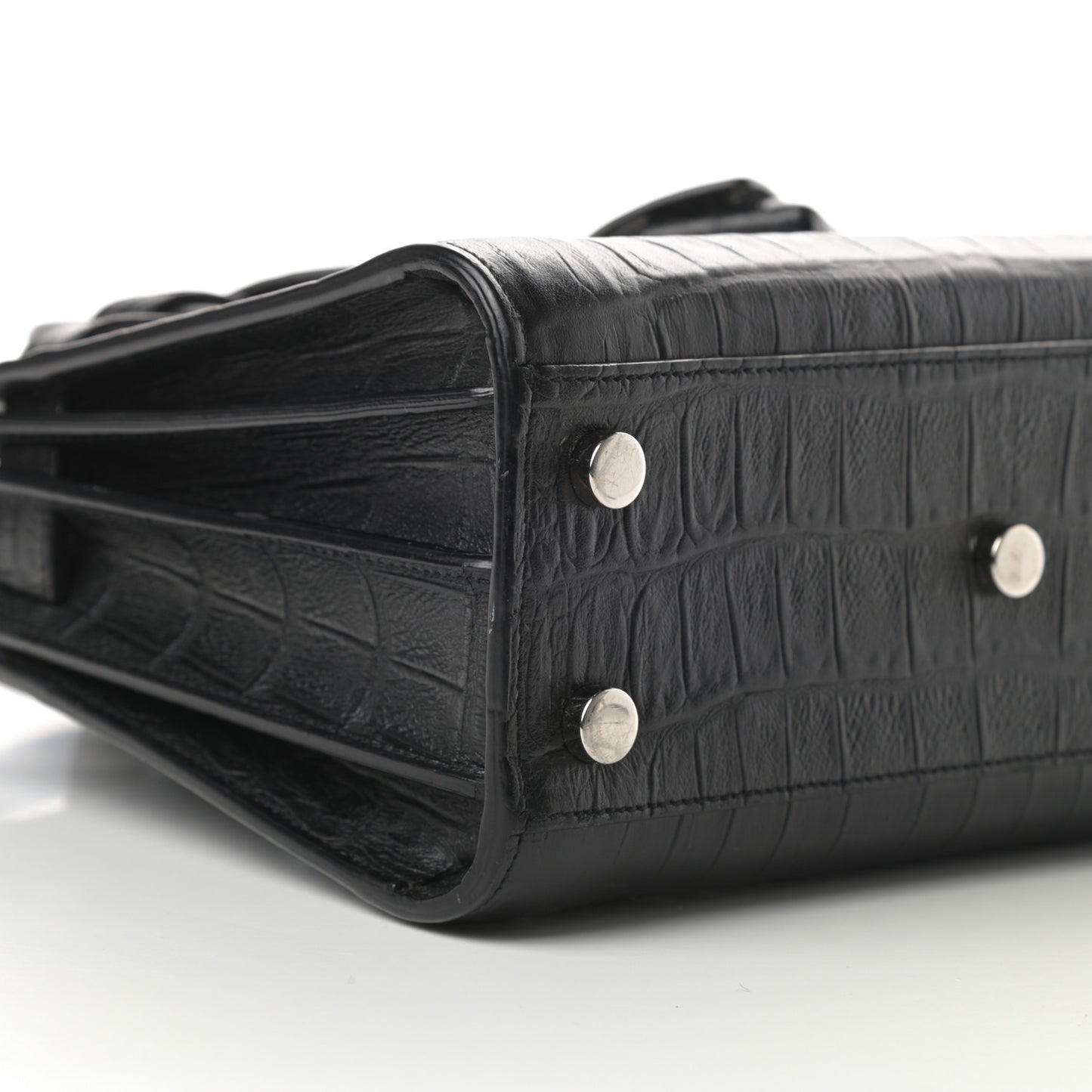 Calfskin Crocodile Embossed Nano Sac De Jour Black