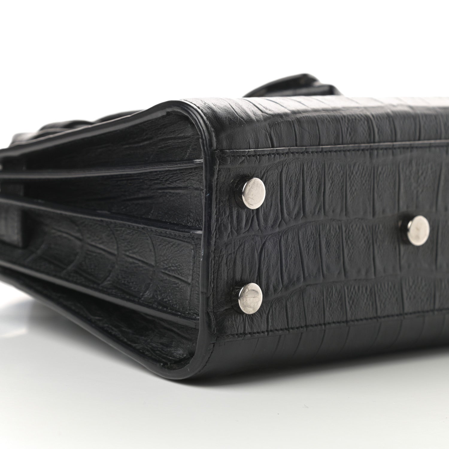 Saint Laurent Calfskin Crocodile Embossed Nano Sac De Jour Black 8 of 15