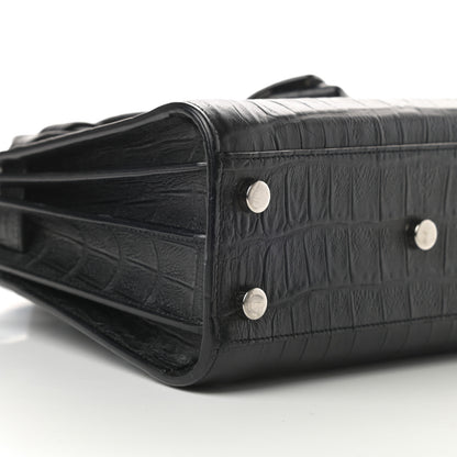 Saint Laurent Calfskin Crocodile Embossed Nano Sac De Jour Black 8 of 15
