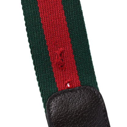Gucci Nylon Textured Dollar Calfskin Double G Web 40mm Belt 95 38 Green Red Dark Cocoa 4 of 5