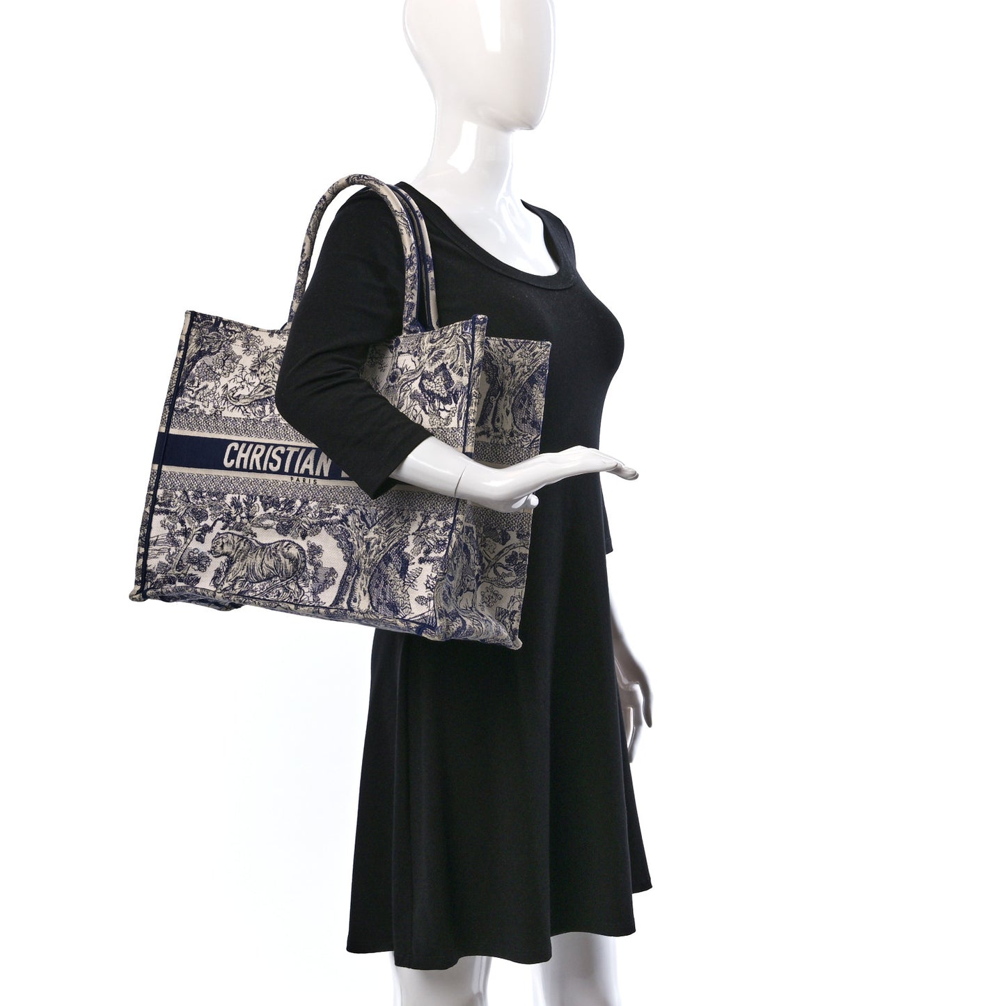 Canvas Embroidered Large Dioriviera Toile De Jouy Book Tote Blue