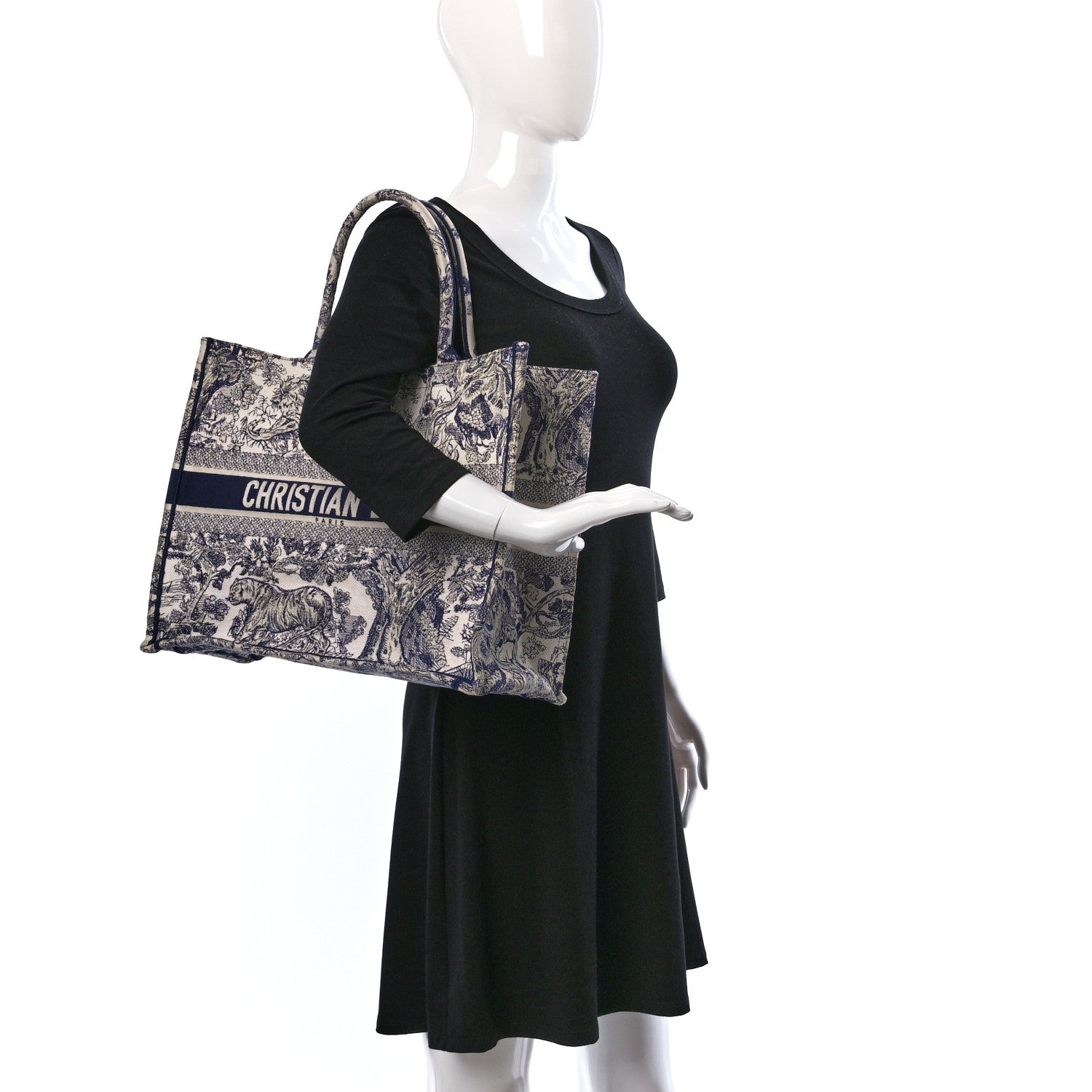 Christian Dior Canvas Embroidered Large Dioriviera Toile De Jouy Book Tote Blue 2 of 16