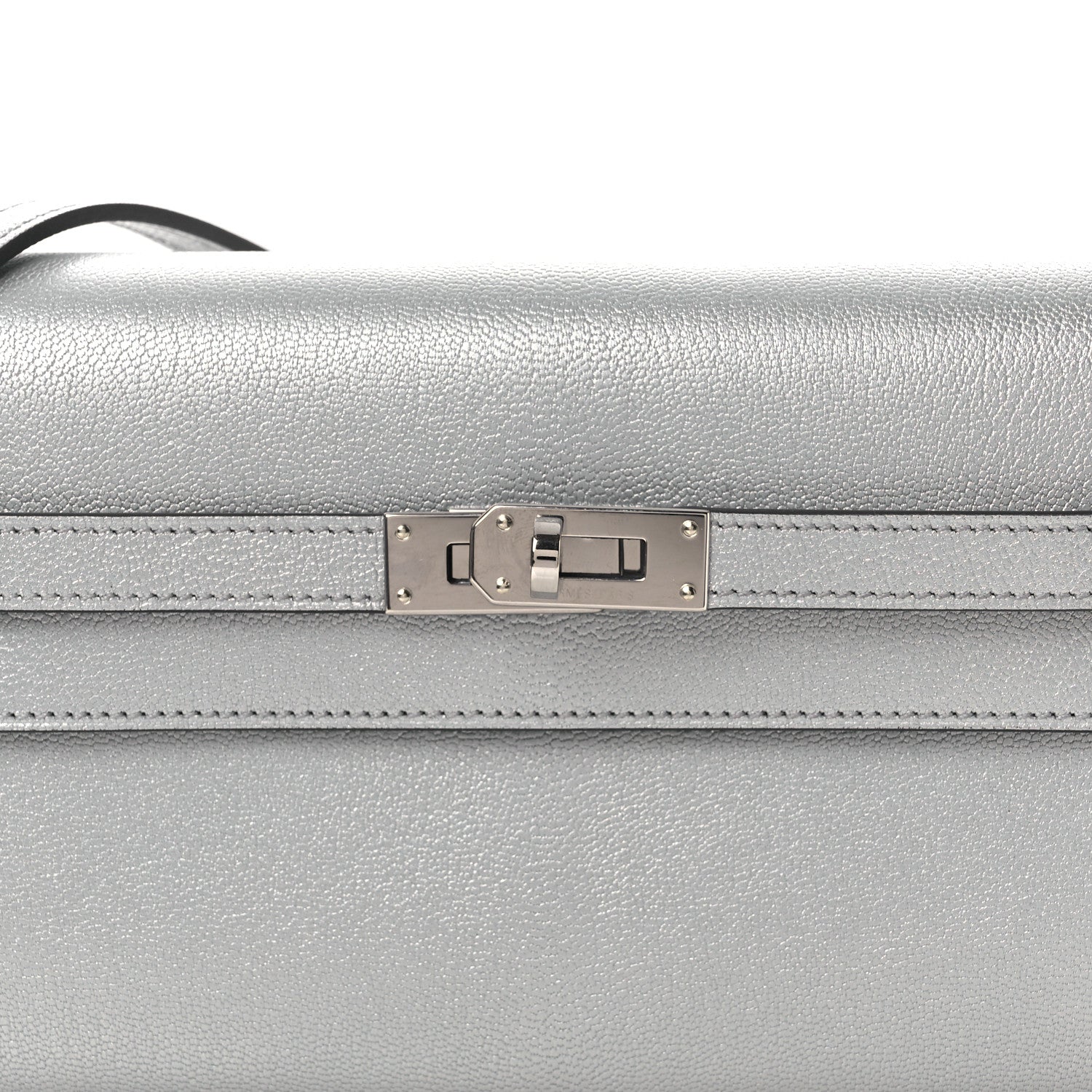 Hermes Metallic Chevre Chamkilight Kelly Wallet To Go Argent 8 of 12