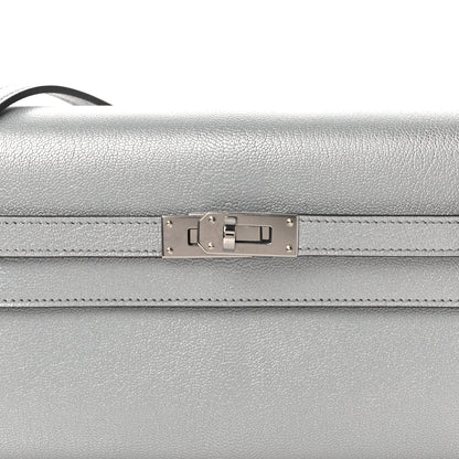 Hermes Metallic Chevre Chamkilight Kelly Wallet To Go Argent 8 of 12