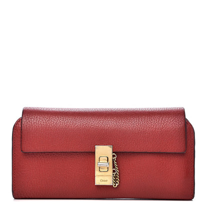 Chloe Grained Lambskin Drew Long Wallet with Flap Plaid Red 1 of 13