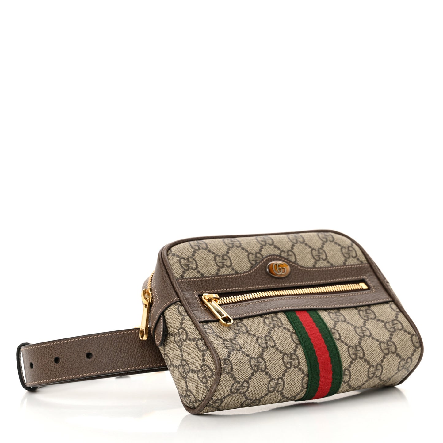 GG Supreme Monogram Web Small Ophidia Belt Bag 85 34 Dark Brown