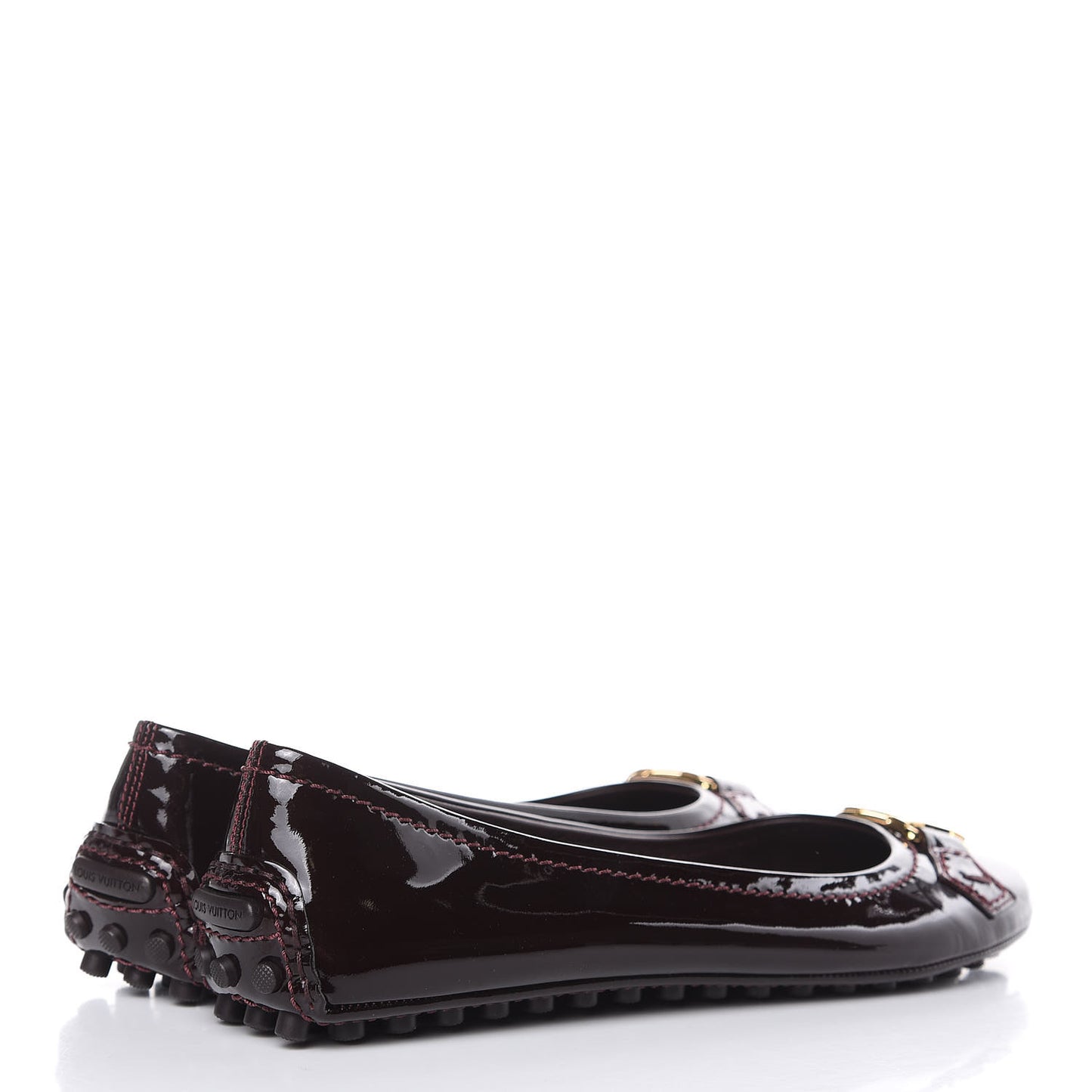 Patent Calfskin Oxford Ballerina Flats 36.5 Amarante