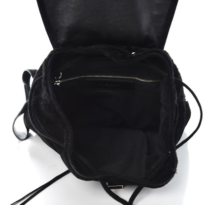 Balenciaga Suede Shearling Classic Silver Hardware Traveler Backpack Black 5 of 9