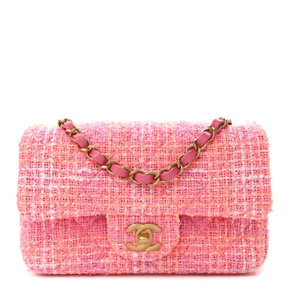 Chanel Tweed Quilted Mini Rectangular Flap Pink Orange White 1 of 10