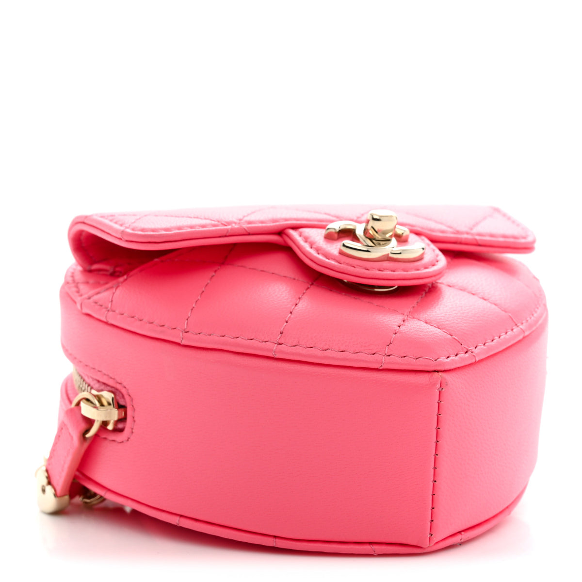 Chanel Lambskin Quilted CC In Love Heart Waist Belt Bag With Chain Pink 4 of 12