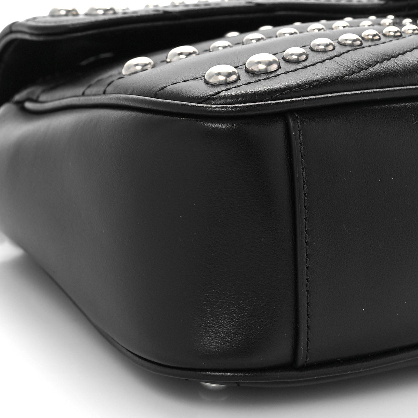 Calfskin Spiral Stud Small GG Marmont Shoulder Bag Black