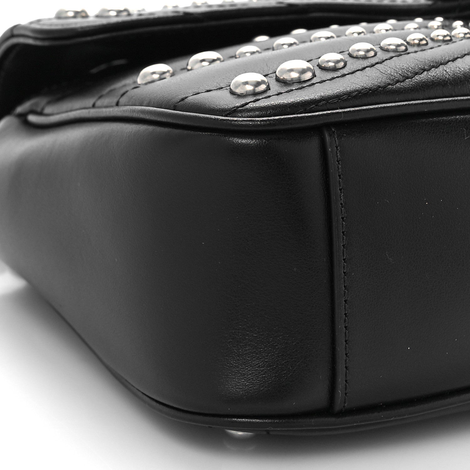 Gucci Calfskin Spiral Stud Small GG Marmont Shoulder Bag Black 8 of 9