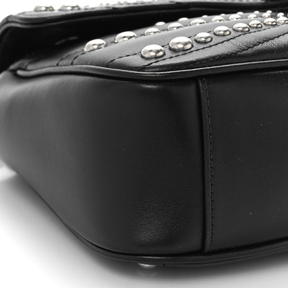 Gucci Calfskin Spiral Stud Small GG Marmont Shoulder Bag Black 8 of 9