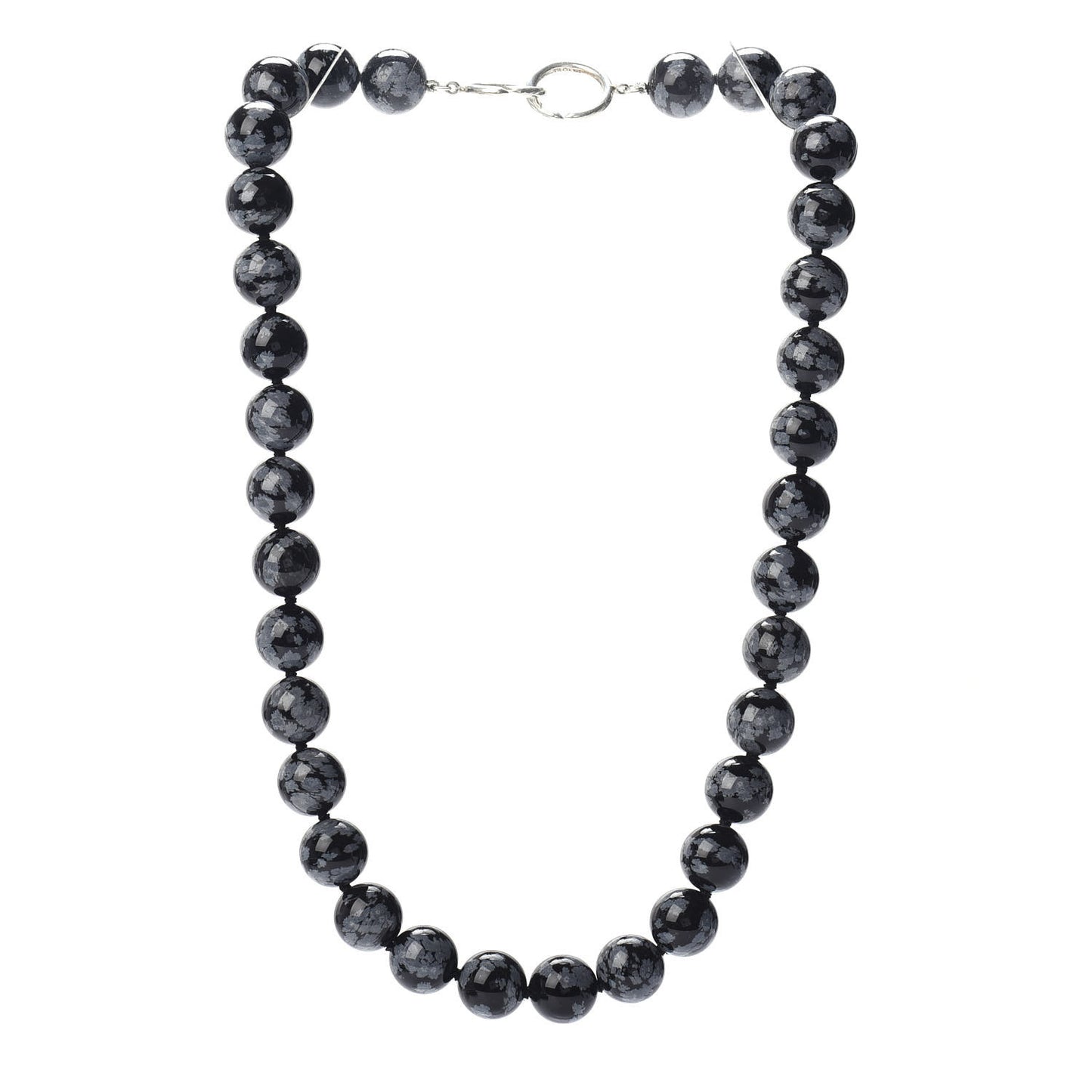 Sterling Silver Snowflake Obsidian Paloma Picasso Bead Necklace