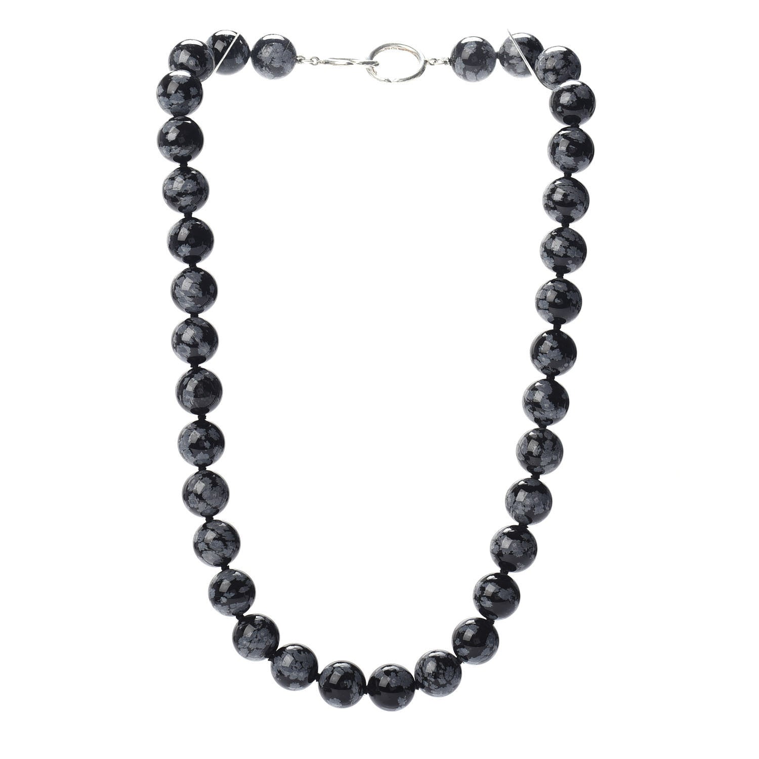 Tiffany Sterling Silver Snowflake Obsidian Paloma Picasso Bead Necklace 3 of 5