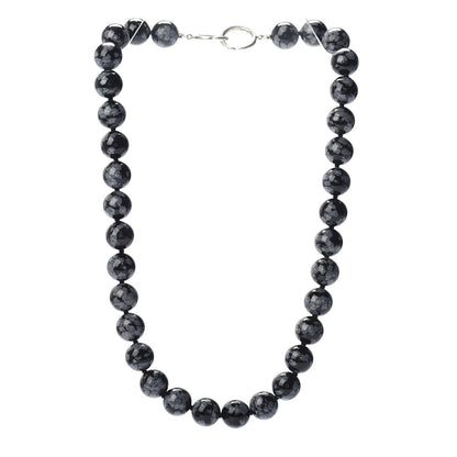 Tiffany Sterling Silver Snowflake Obsidian Paloma Picasso Bead Necklace 3 of 5