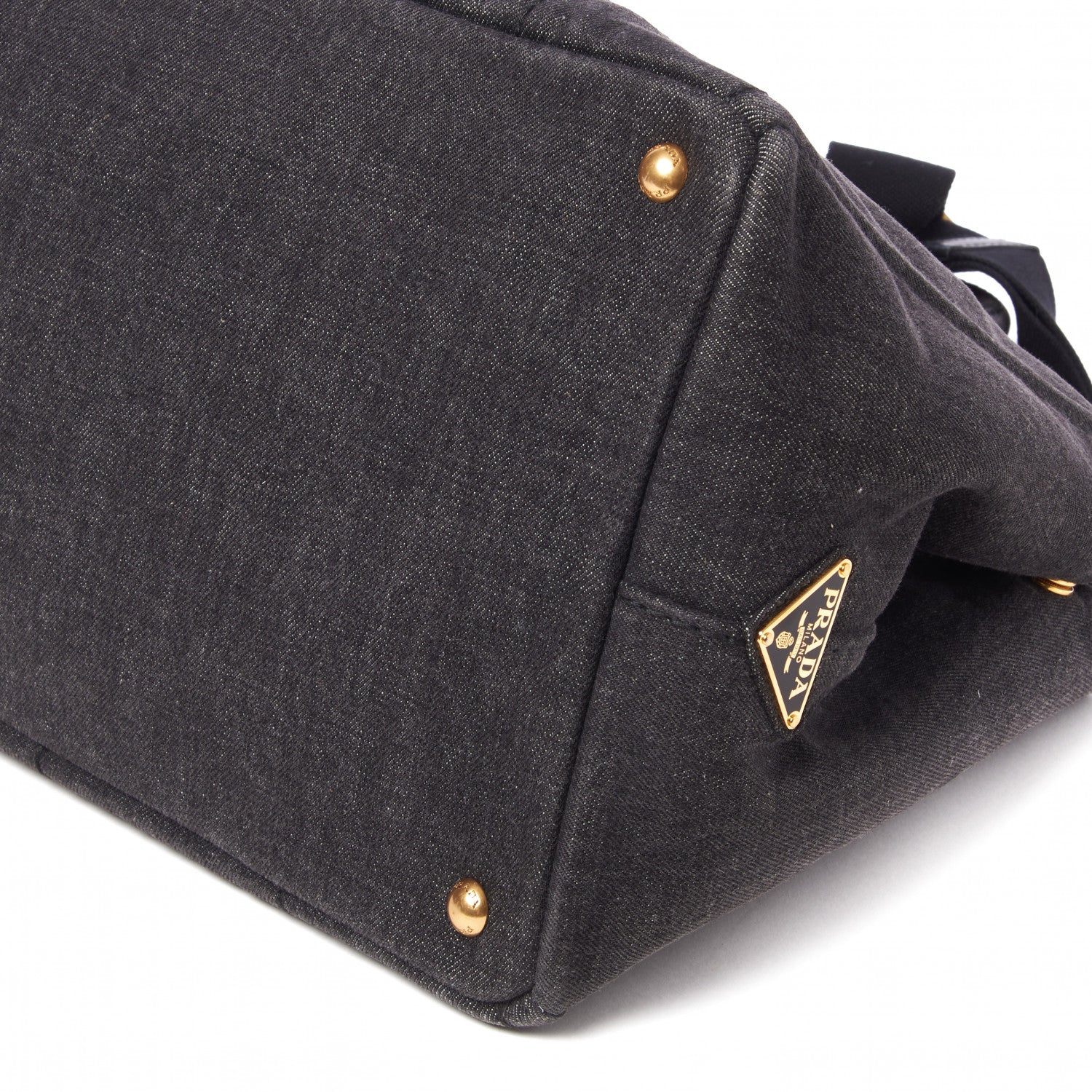 Prada Denim Logo Tote Black 4 of 9