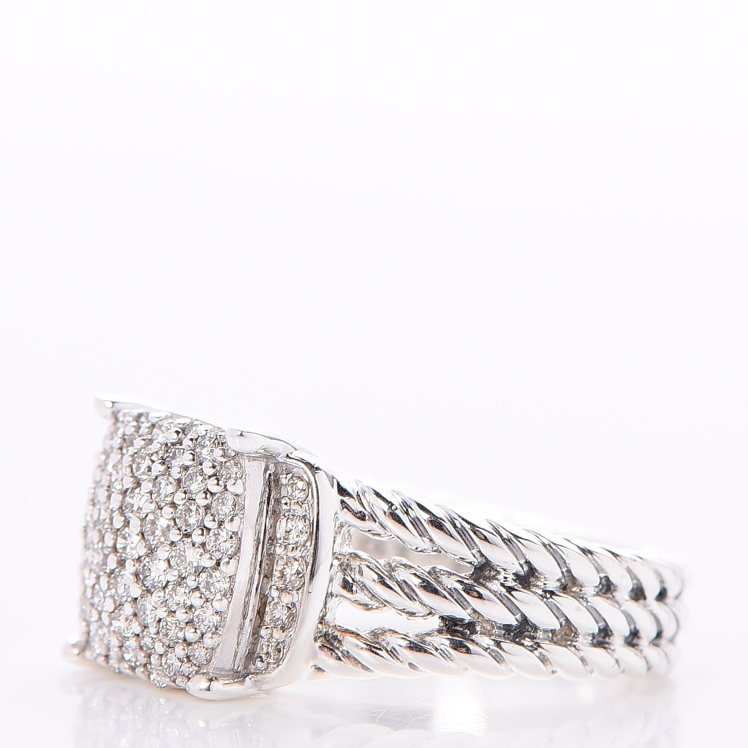 David Yurman Sterling Silver Diamond 10mm Petite Wheaton Ring 49 5 3 of 5
