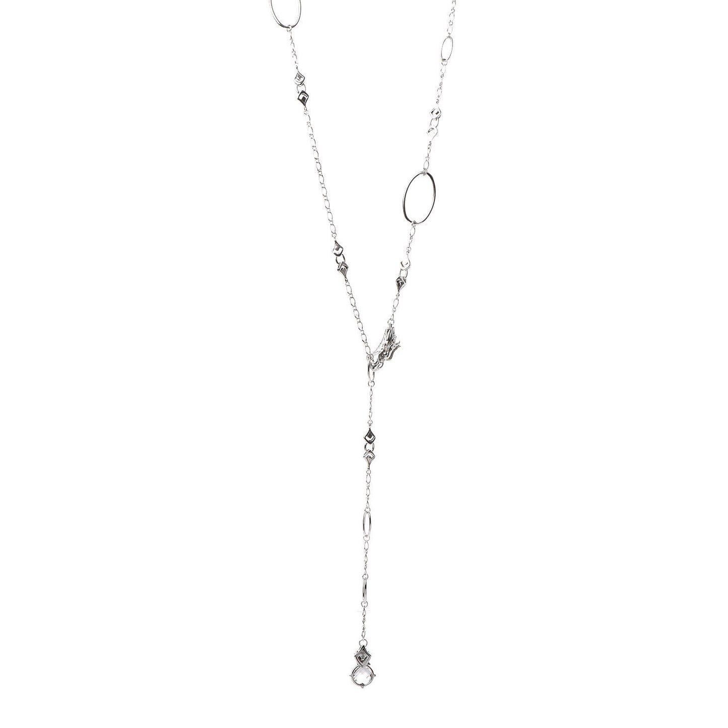 Sterling Silver White Topaz Legends Naga Lariat Necklace