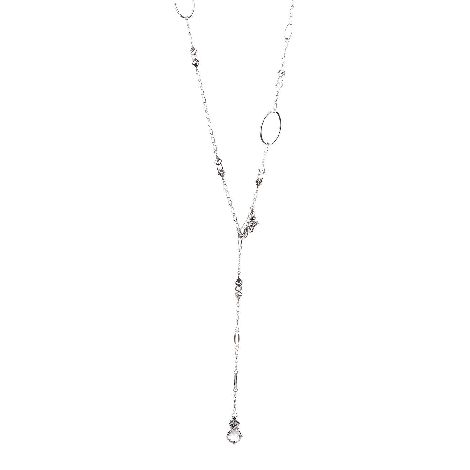 John Hardy Sterling Silver White Topaz Legends Naga Lariat Necklace 1 of 7