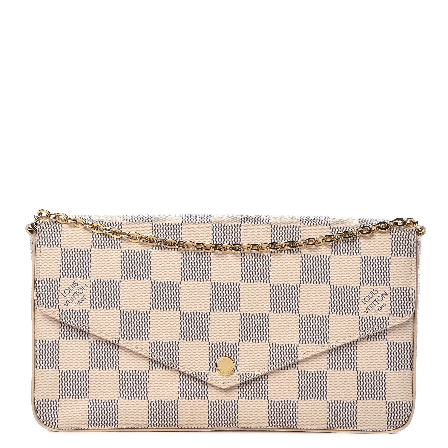 Louis Vuitton Damier Azur Pochette Felicie Chain Wallet Rose Ballerine 1 of 7