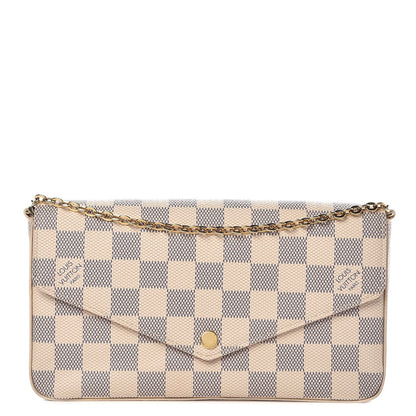 Louis Vuitton Damier Azur Pochette Felicie Chain Wallet Rose Ballerine 1 of 7