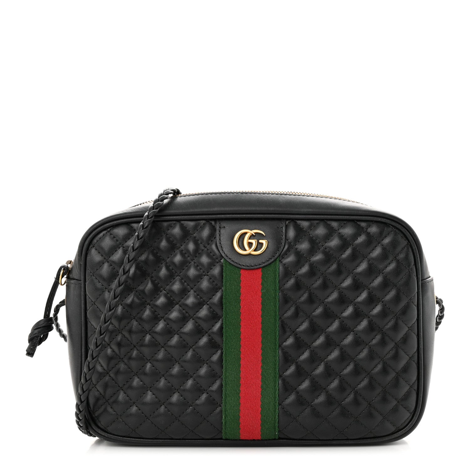 Gucci Calfskin Web Trapuntata Small GG Shoulder Bag Black 1 of 12