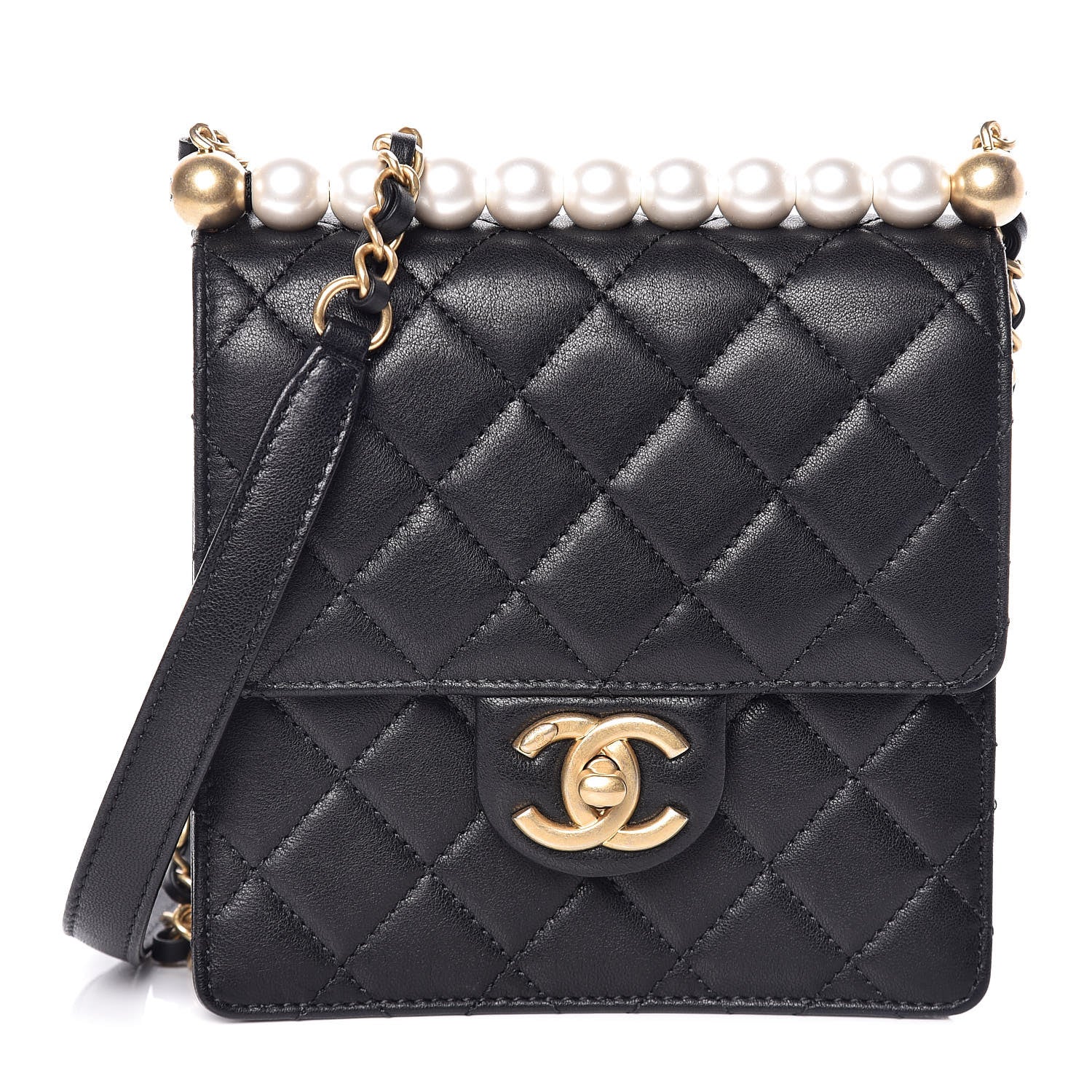 Chanel Lambskin Quilted Chic Pearls Flap Black 1 of 10