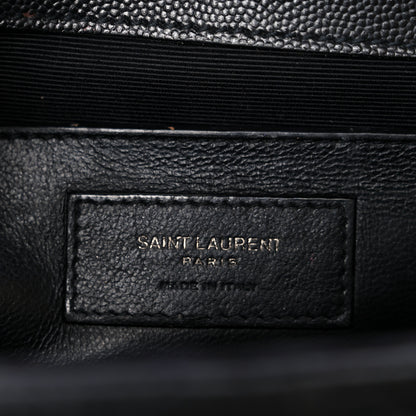 Saint Laurent Grain De Poudre Textured Mixed Matelasse Triquilt Medium Monogram Monochrome Satchel Black 7 of 11
