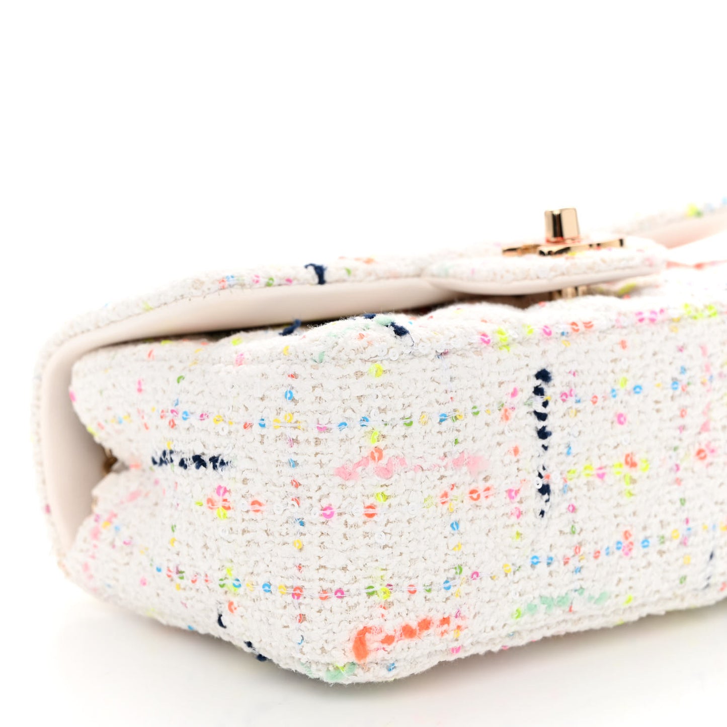 Tweed Mini Rectangular Flap White Multicolor