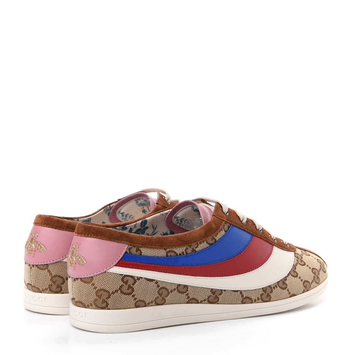 Suede Monogram Web Womens Falacer Sneakers 40 Nocciola Beige Mystic White Hibiscus Red
