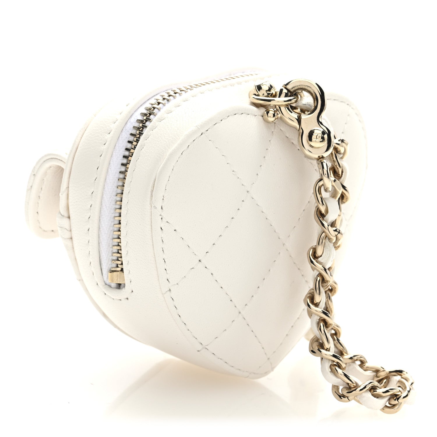 Chanel Lambskin Quilted CC Mini In Love Heart Bag Charm White 3 of 8