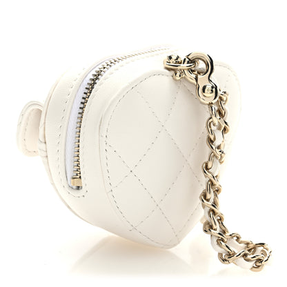 Chanel Lambskin Quilted CC Mini In Love Heart Bag Charm White 3 of 8