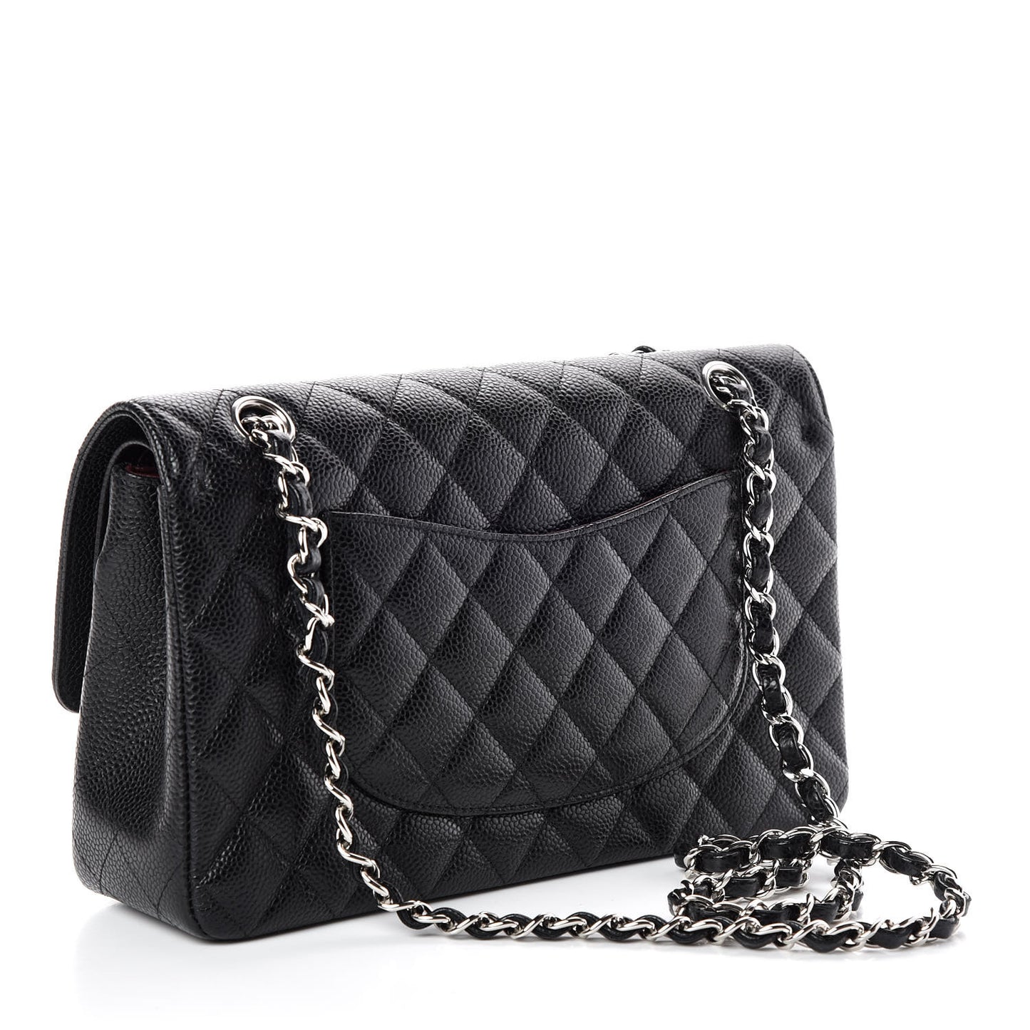 Caviar Quilted Medium Double Flap Black