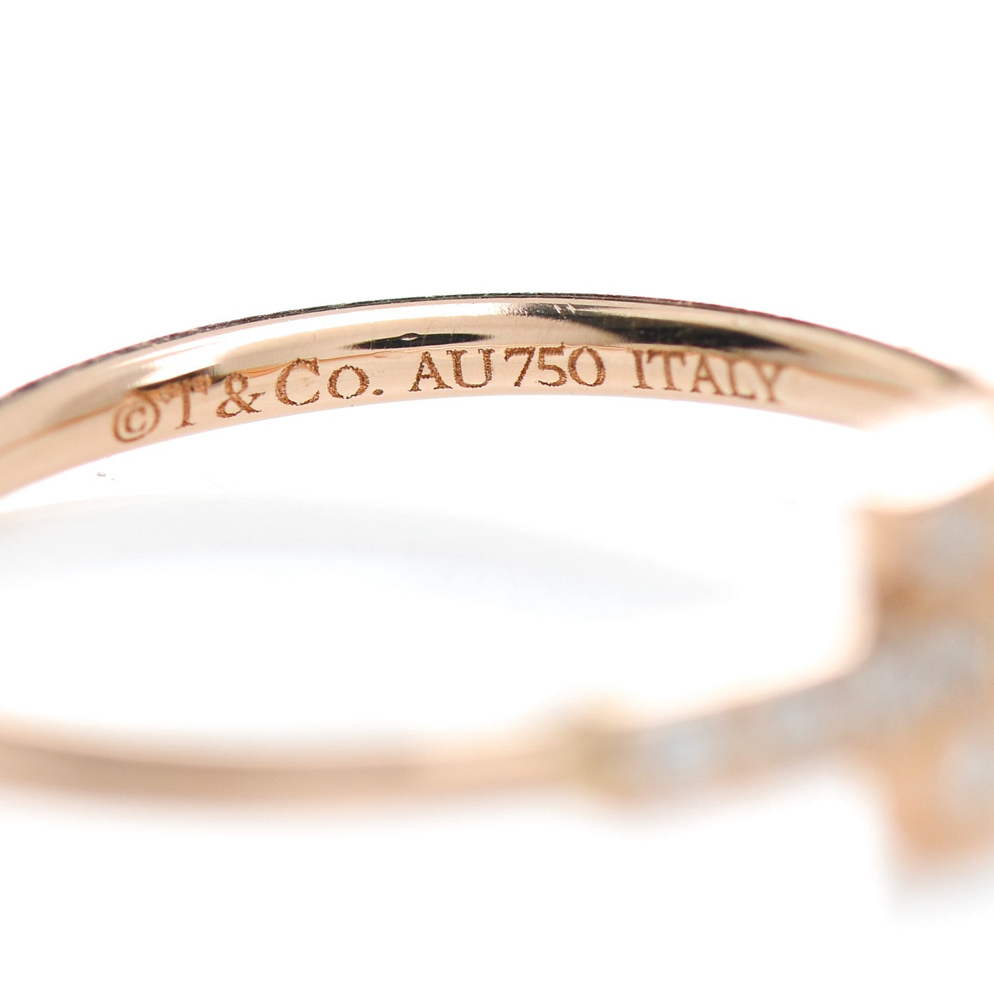 18K Rose Gold Diamond T Wire Ring 50 5.5