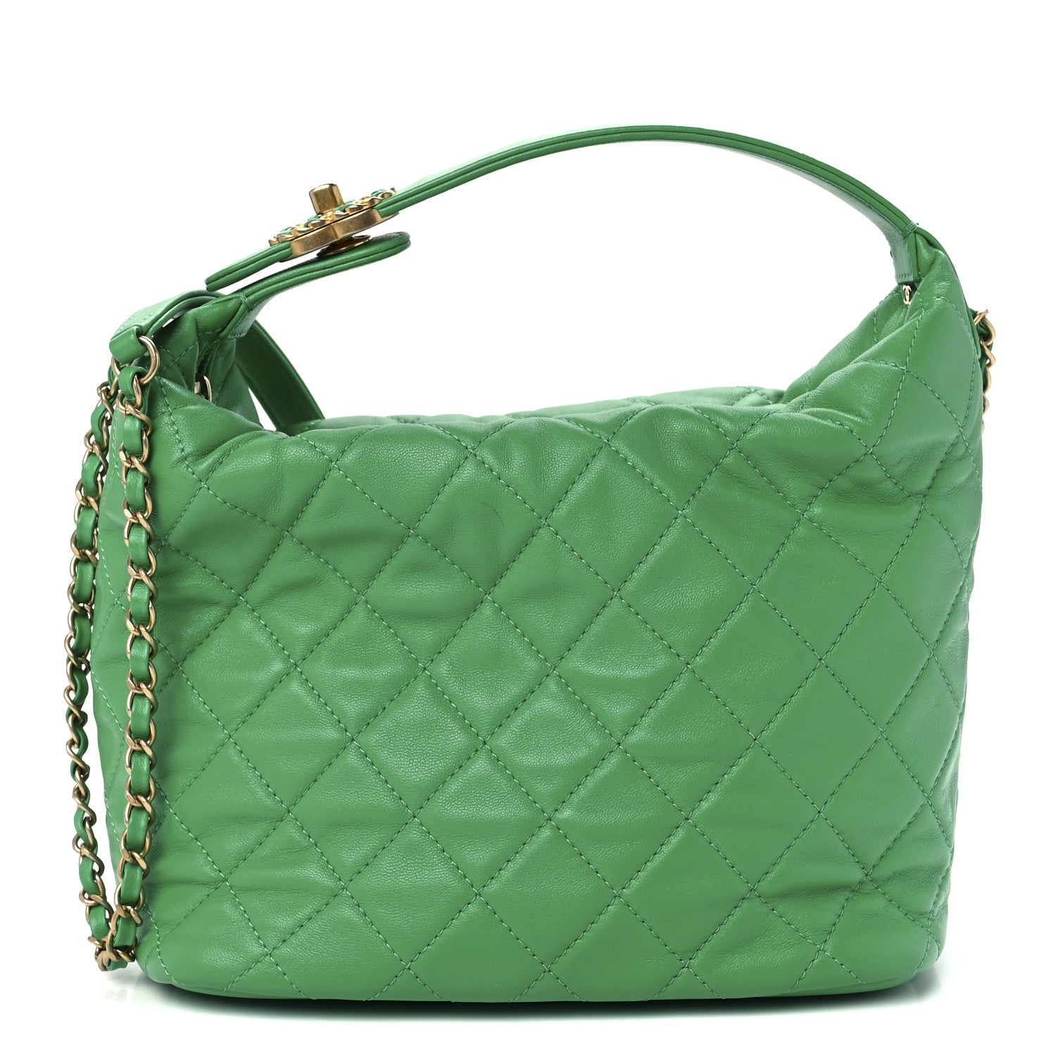 Chanel Lambskin Quilted Large Perfect Meeting Hobo Green 1 of 11