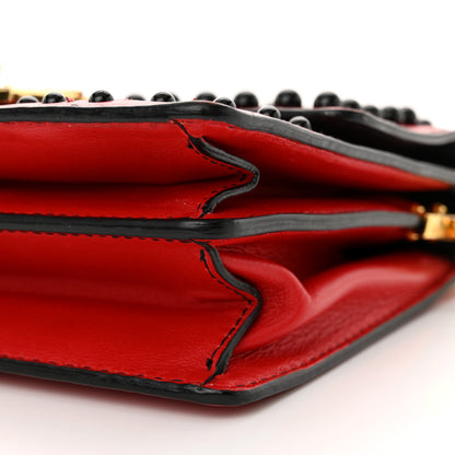 Dolce & Gabbana Calfskin Woven Beaded Top Handle Box Bag Red Black 9 of 14