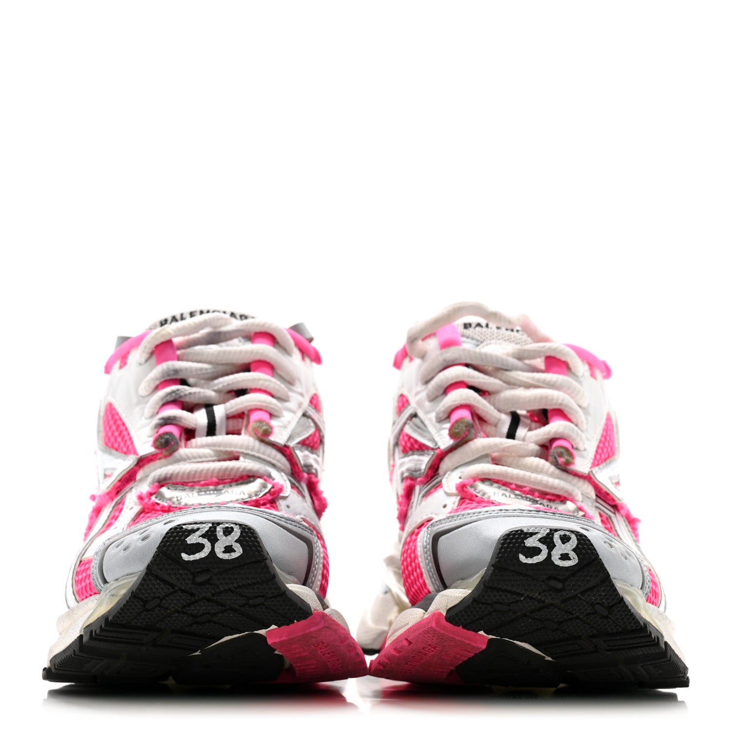 Balenciaga Mesh Rubber Womens Runner Sneakers 38 Fluo Pink Grey Black 6 of 20