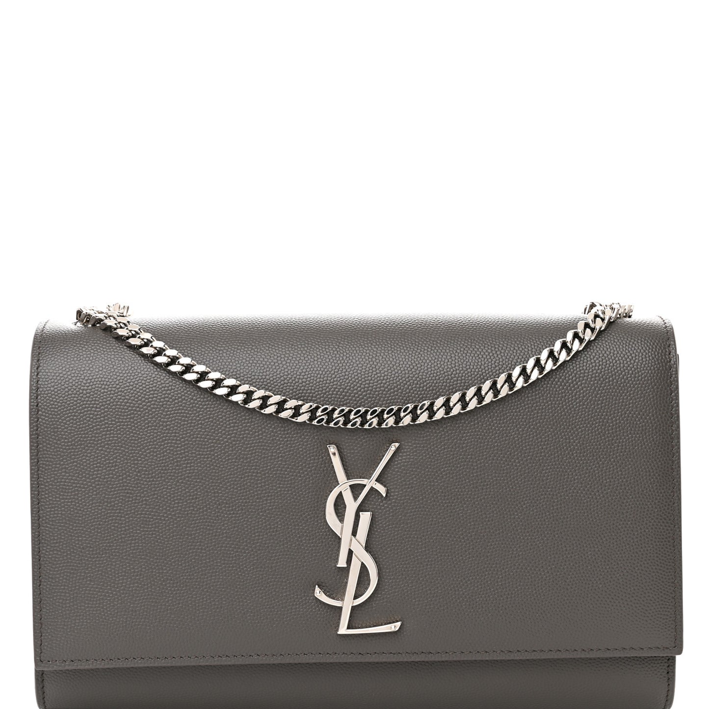 Grain De Poudre Medium Classic Monogram Kate Satchel Earth Grey