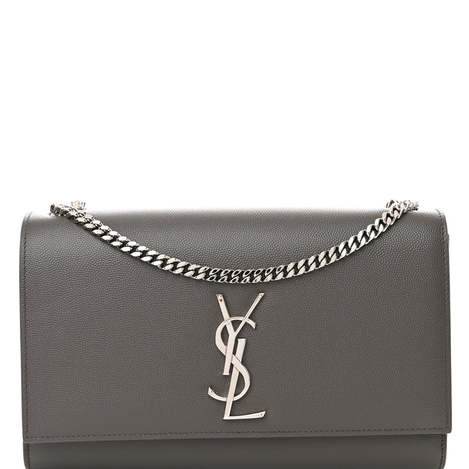 Saint Laurent Grain De Poudre Medium Classic Monogram Kate Satchel Earth Grey 8 of 13