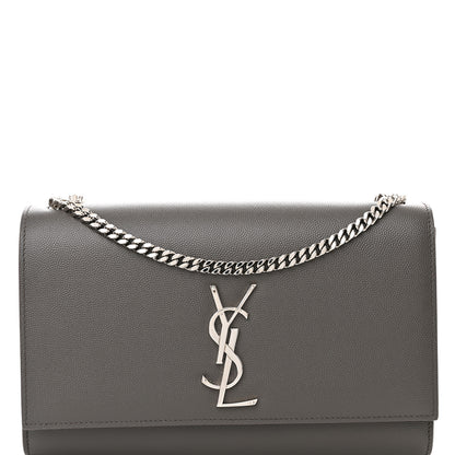 Saint Laurent Grain De Poudre Medium Classic Monogram Kate Satchel Earth Grey 8 of 13